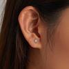 Crystal silver stars, screw-on stud earrings, 925 silver