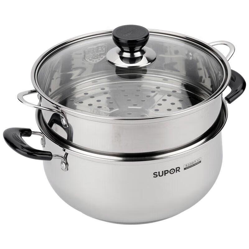 

Supor 304 Stainless Steel Soup Pot with Steamer