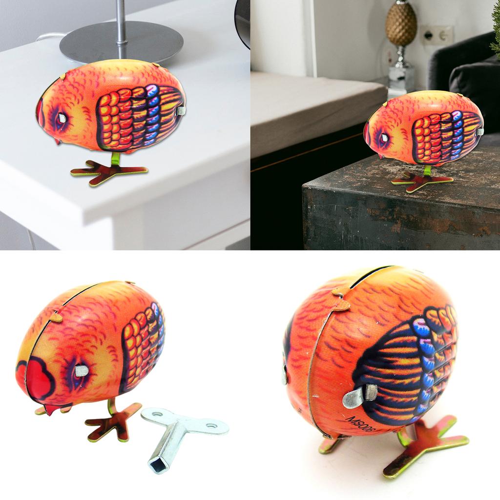 Vintage Rooster Pecking Wind Up Toy Prank Creative Vintage Clockwork Toy Collectible Gift Window Decoration