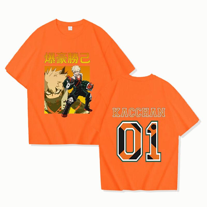 

New Fashion Bakugou Katsuki Printed T-shirts Men Women Summer Casual Short Sleeved T-shirts Round Neck Tops Anime Shirt 4XL