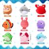 9 Pcs Mini Sealife Stuffed Animals 3.15 Inch Stuffed Shark Turtle Ocean Animal Plushies for Birthday Ocean Party Decors Gift Bag Fillers Valentines