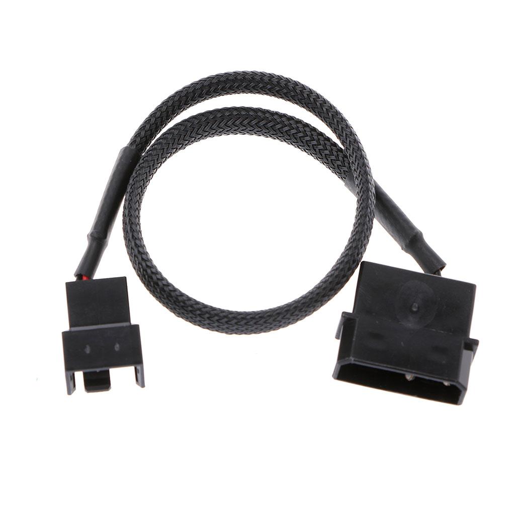 27cm/10.63in Fan Power Adapter Cable 1 To 1 Ways 4-Pin Molex Male To 3-Pin/4-Pin PWM Sleeved Fan Extension Adapter Cable