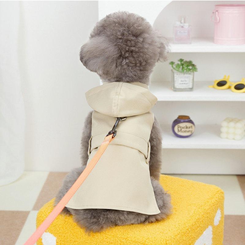 

Ветровка для домашних животных, плащ с капюшоном, двубортное пальто, ветрозащитное, водонепроницаемое, с завязкой на талии, уличное пальто, одежда для домашних животных, собак, щенков XS