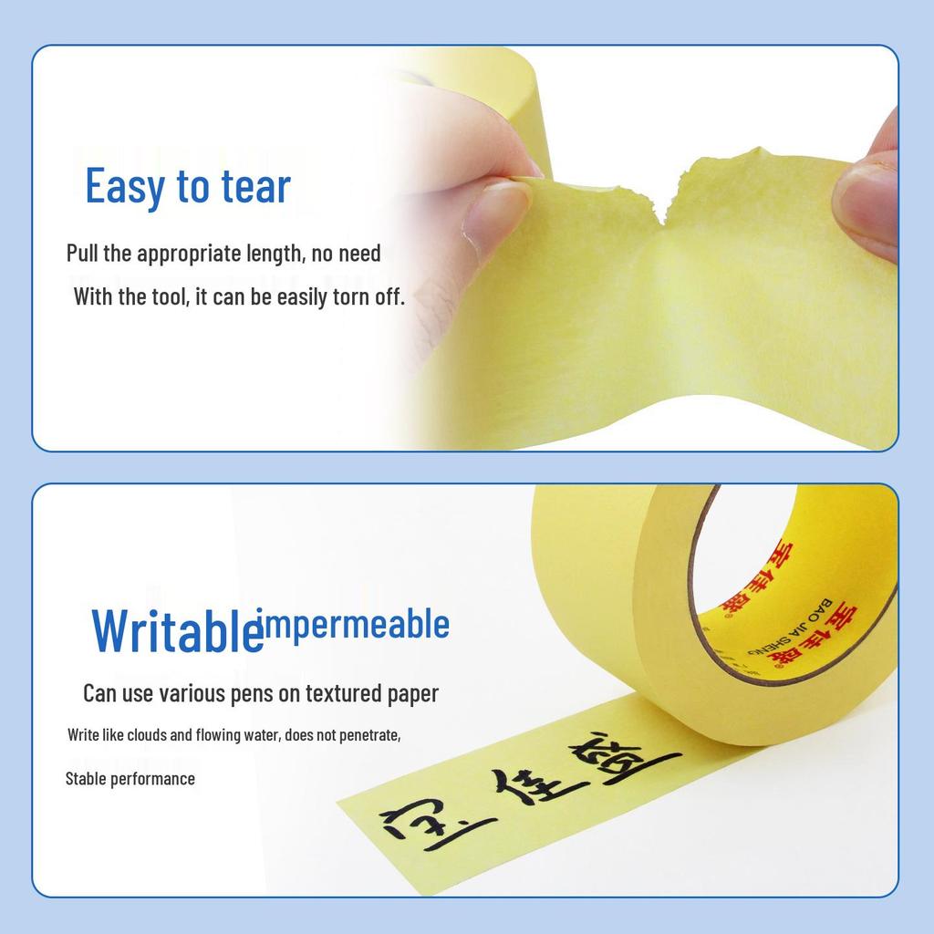 High-Viscosity Yellow Crepe Paper Tape for Automotive Spray Paint and Seam Beautification