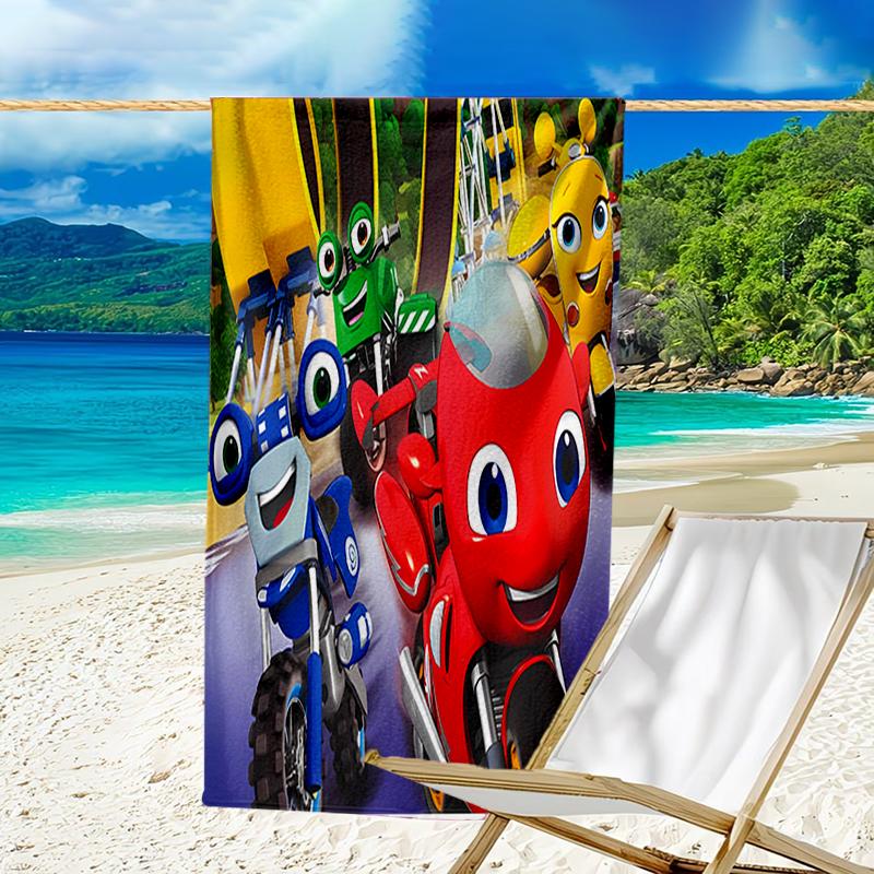 proof beach towel with a Ricky Zoom pattern - soft,absorbent,quick-drying,machine washable - perfect for swimming,camping,bathing