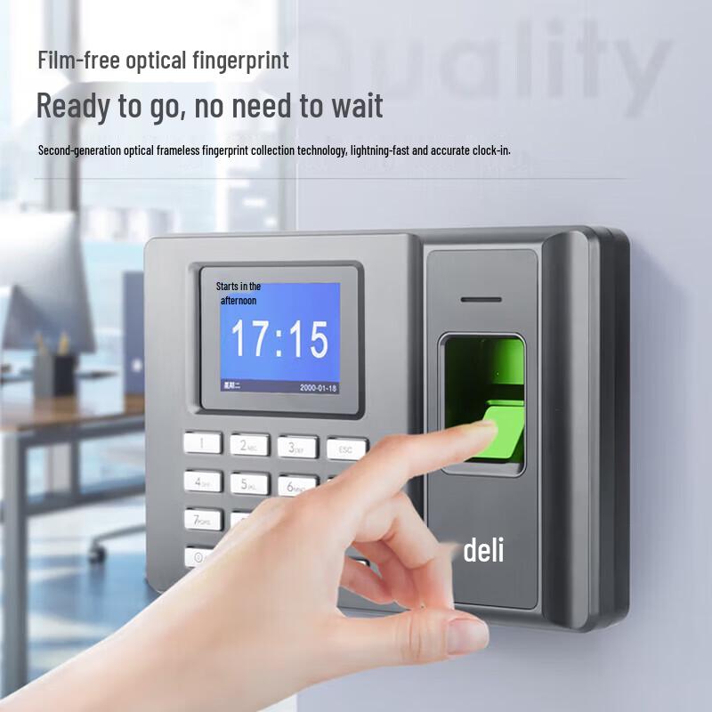 Deli Fingerprint Time Attendance Machine CN Plug (adapter Included)