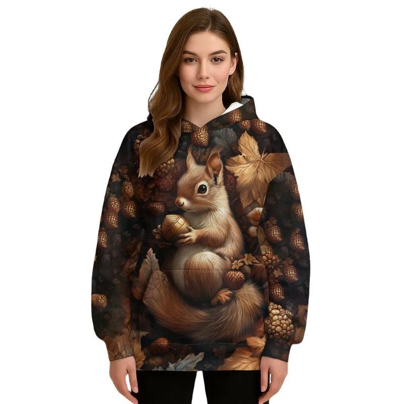 Women's Autumn and Winter 3D Printed Hooded Fashion Versatile Trend Breathable Casual Hoodies & Sweatshirts (women’s)