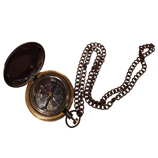 Nautical Pocket Compass with Chain Maritime  Collectible Handmade Portable Magnetic Working