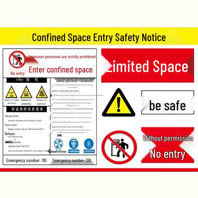 Self-Adhesive PVC Confined Space Safety Sign