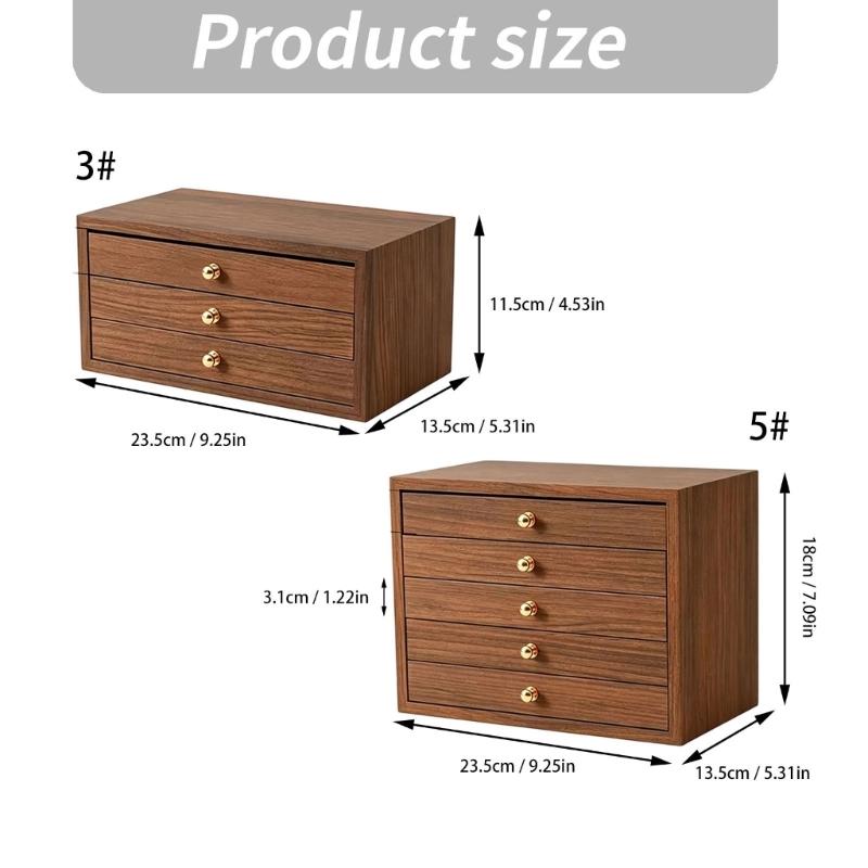 Wood Jewelry Storage Box with Sectioned Compartment Trays and Pull-Out Drawers for Vanity Storage and Tabletop Display