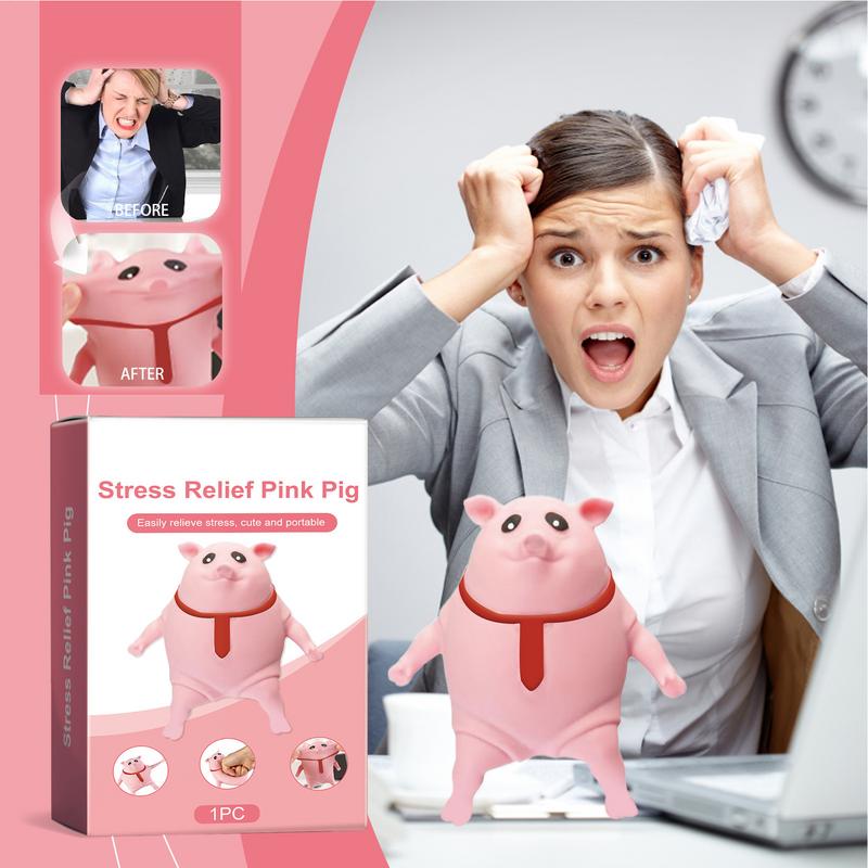 Soft Animal Pinching Fidget Toys Cute Soft Rubber Farm Animal Fidget Toy Red Tie Design Round Body Animal Pinching Doll toy