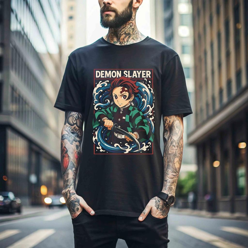 100% Cotton TOPS UNISEX TEES MENS WOMENS Tanjiro Demon Slayer T-shirt Kimetsu No Yaiba Anime Manga Nezuko Shirt Best 519