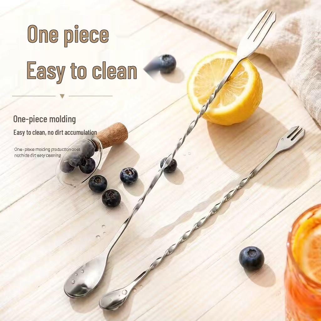Stainless Steel Double-Ended Long Handle Bar & Cocktail Spoon