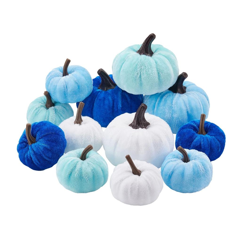 Decor 12pcs Artificial Fake Velvet Pumpkins Decoration For Fall Home Thanksgiving Decorative