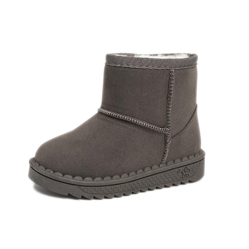 

Children Snow Boots Leisure Thick Fur Platform Winter Kids Short Boot Slip-on Unisex Concise Style Boys Girls Kids Shoes 23 серый