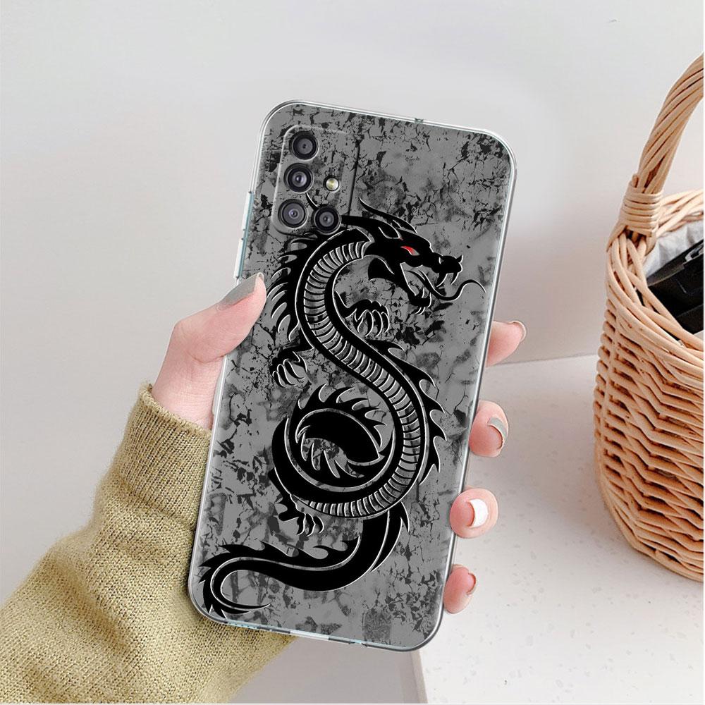 

Прозрачный чехол для Samsung Galaxy A52 A12 A51 A32 A21s A71 A32 A22 50 A70 A31 A72 5G чехол для телефона модный китайский винтажный дракон Samsung A30