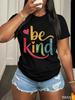 Be Kind Heart Motivational Quote Graphic T Shirt Colorful Retro Vintage Crew Neck Short Sleeve Summer Casual Tops