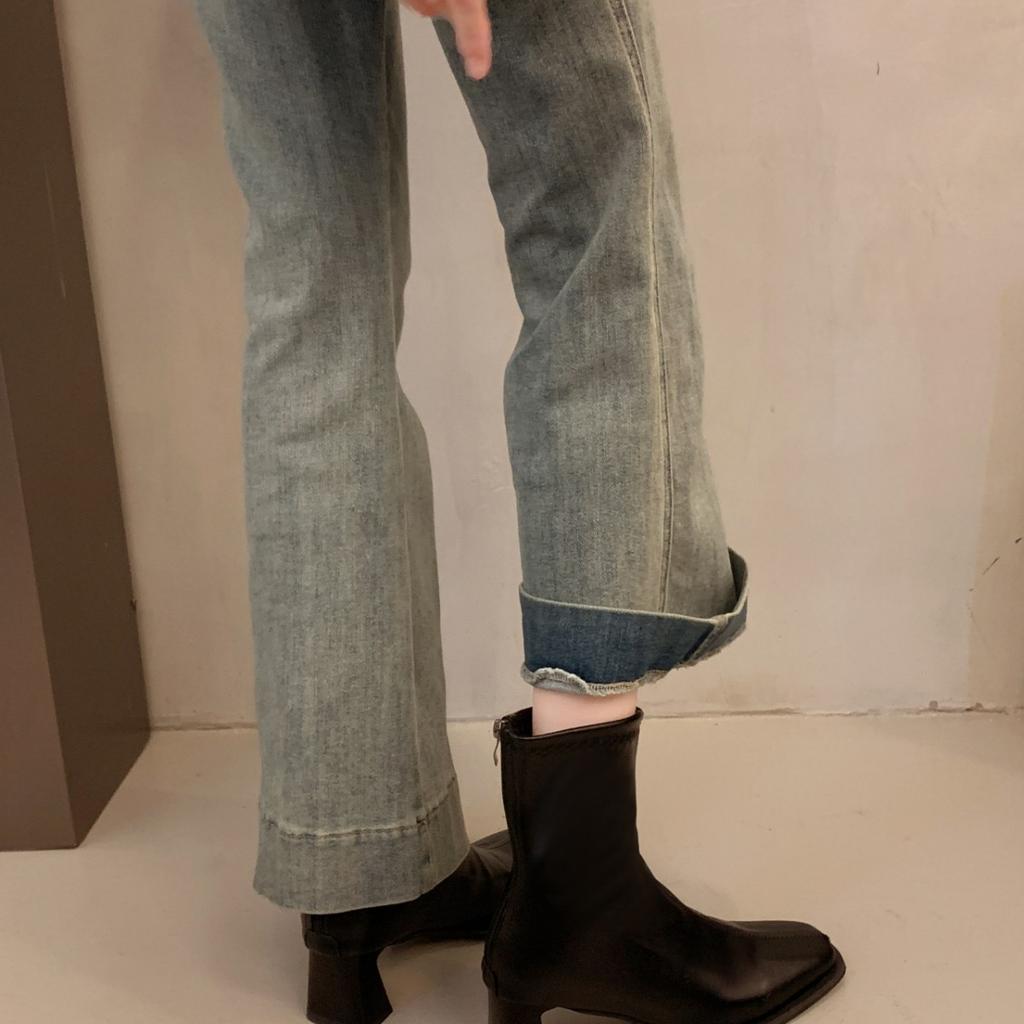 High-heeled Short Boots Women's 2025 New Spring and Autumn Single Boots Thick Heel French Small Ankle Boots Rear Zipper Square Head Elastic Thin Boots