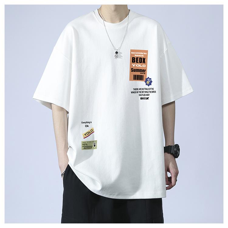 

Летняя хлопковая футболка с короткими рукавами для подростков мужского пола, свободная и модная гонконгская ветровка с круглым вырезом, футболка для мальчиков, повседневный топ