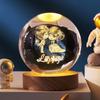 Crystal Ball With Wood Stand Laser Engraved 6CM Glass LED Crystal Ball Souvenir Gifts Home Decor Star Moon Night Light