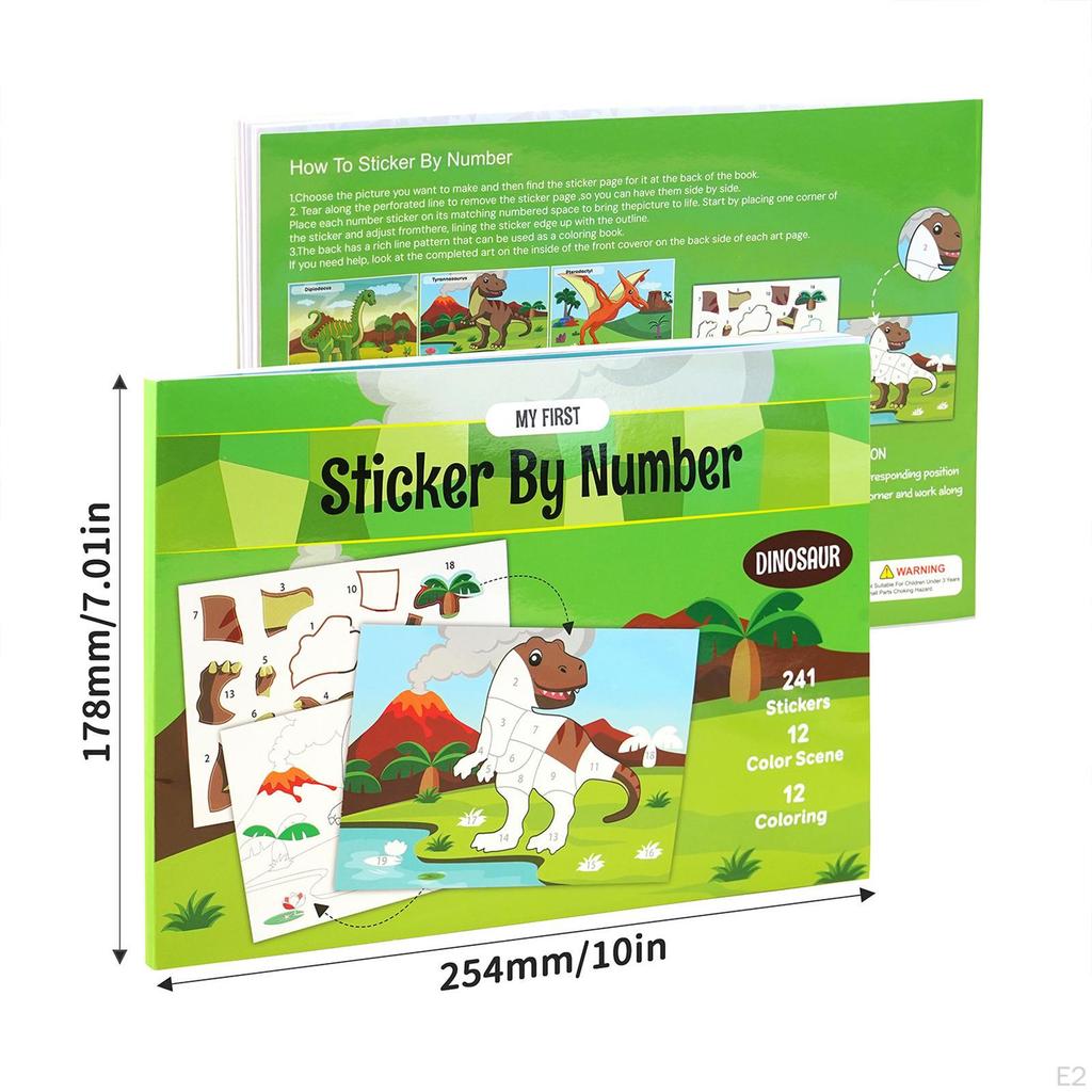 Sticker Book for Kids Early Education Portable Painting Coloring Dinosaur Learning
