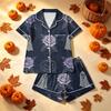 Women's Halloween Printed Pajama Two-Piece Set - Comfortable Sleepwear for Home & Sleep
