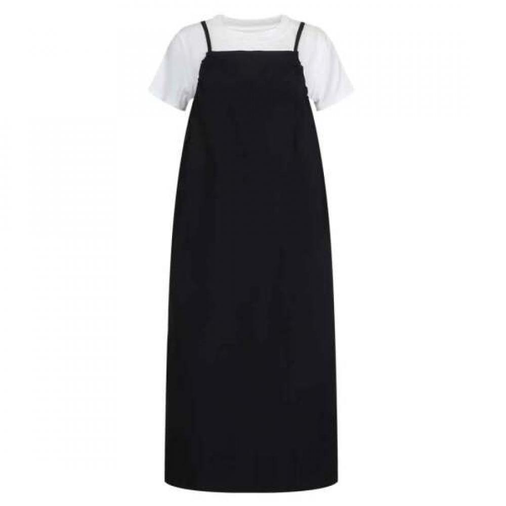 Shop Women Daily Cami Loose Long Dress Basic T shirT seT Sha wseT 21270 Black
