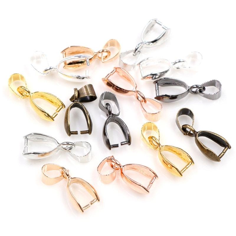 40Pcs Metal Pinch Clip Bail Clasp Copper Dangle Necklace Pendant Clamps Findings Jewelry Making Supplies