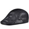 Beretă din Piele Naturală pentru Bărbați - Șapcă Subțire Plată Toamnă/Iarnă pentru Persoane de Vârstă Mijlocie și Vârstnice. Design elegant și casual de rață cu cioc de rață.