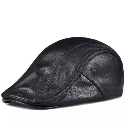 Men's Genuine Leather Beret - Autumn/Winter Thin Flat Cap for Middle-Aged & Elderly. Stylish & Casual Dad Duckbill Design.