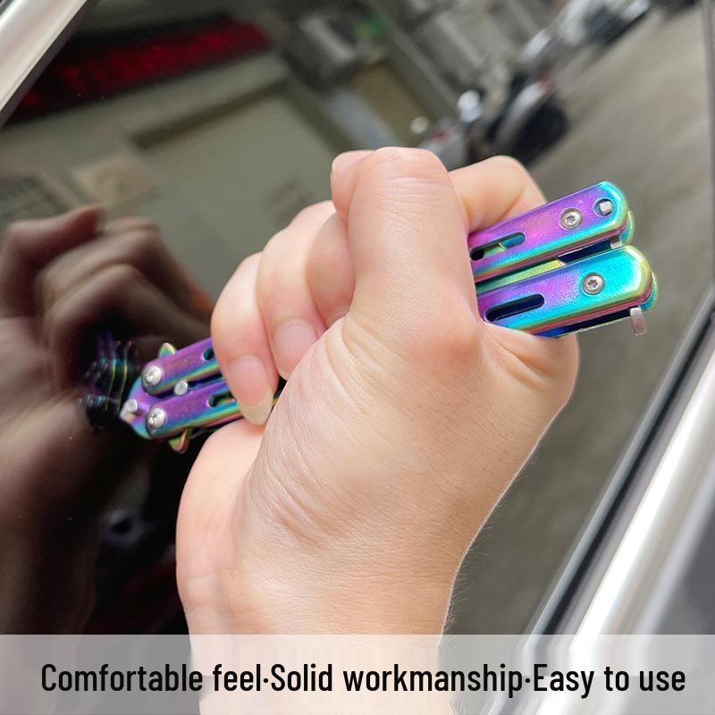 Unsharpened Stainless Steel Folding Knife with Multi-Tool Stone Hook for Tire Cleaning and Digging