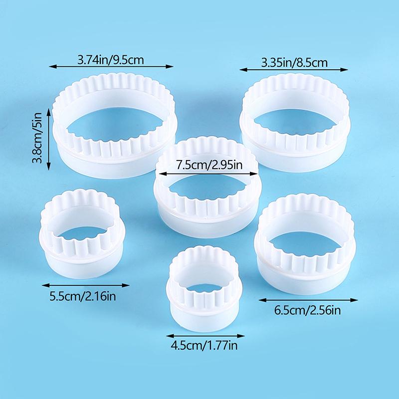 6 stk/sett Hvite Bølge Runde Dobbeltsidige Kakeutstikkere For Kjøkkenverktøy Baking Bakverk Godteri Sjokoladeverktøy For Hjemmebakverk