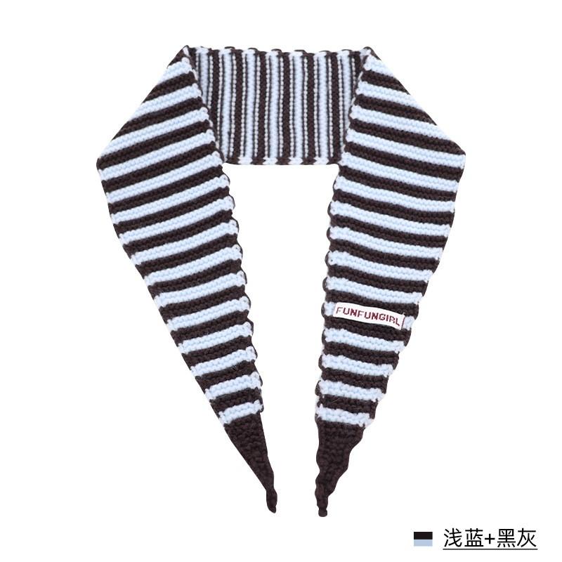 Korean Knitted Wool Blend Striped Triangle Scarf Winter Warm Shawl Women