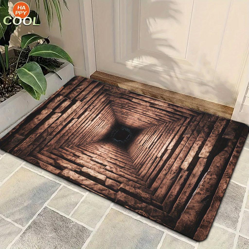 1Pcs Stone Pit Illusion Pattern Floor Mat Modern Kitchen Polyester Rug Non-Slip Colorful Indoor Carpet, For Home Bathroom Bedroom Living Room Decor