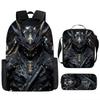 2026 Cross Border New Mechanical Wind Backpack Three Piece Set for Students, Large Capacity Backpack, Ice Bag, Pen Bag