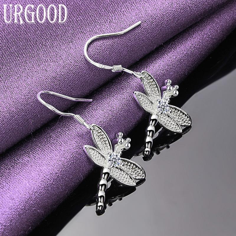 Stříbrný přívěsek 925 vážka AAA zirkonové náušnice Dárek Módní šperky