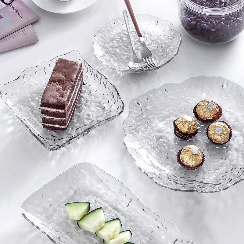 Japanese Crystal Irregular Fruit Plate High Value Household Living Room Tea Table Snacks Dried Fruit Candy Storage Plate Teacup Pad