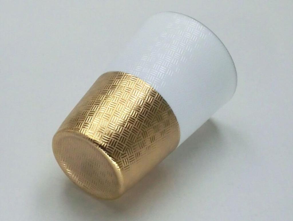 Cupa din lemn Made in Japan J-kitchens, Ultra-subțire, Pahar translucid, Auriu, Ajiro, Cutie, 370ml,