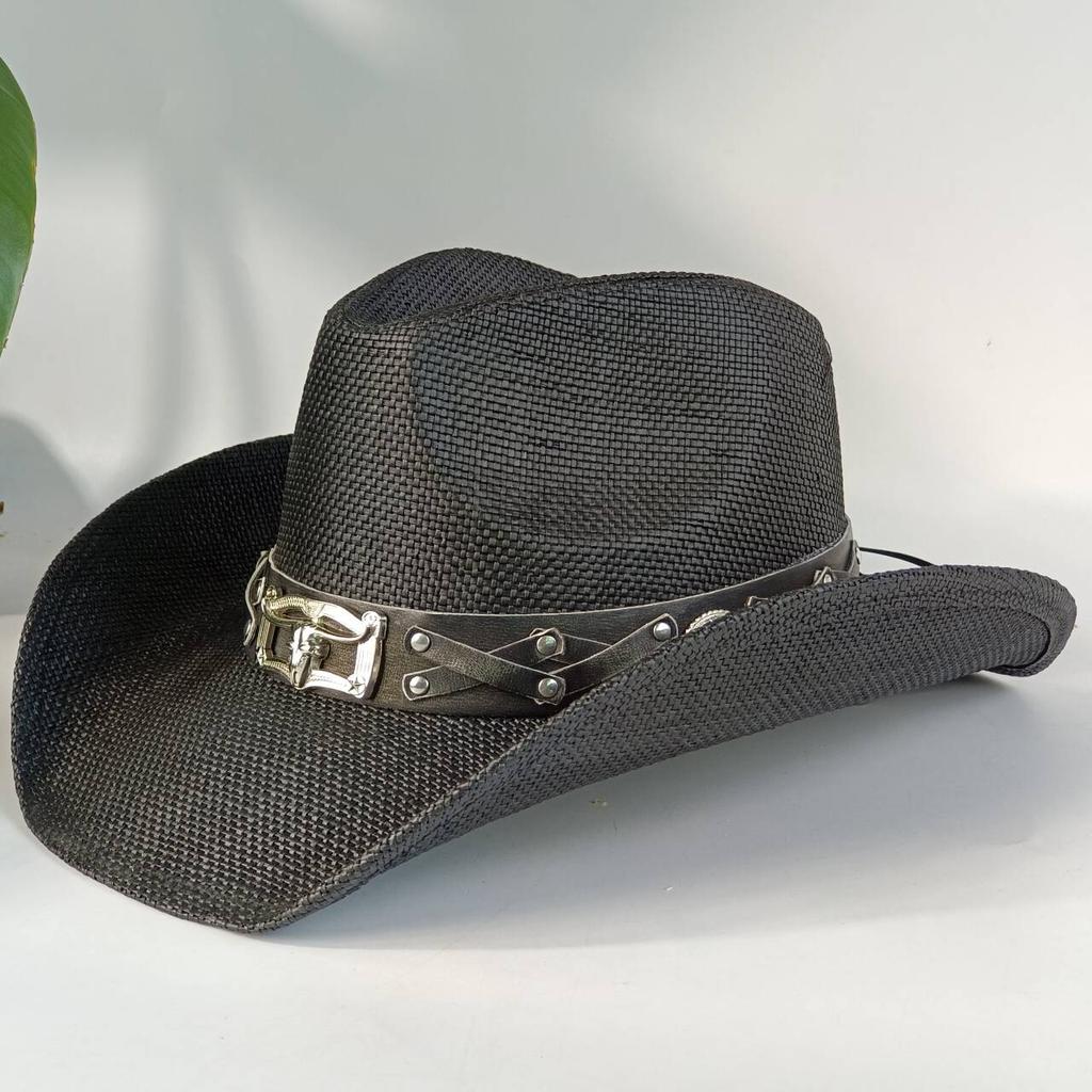 Western Cowboy Embroidered Straw Hat with Accessories Unisex Suitable for Rodeo Performances and Cowgirl Attire Gorro Cowboy