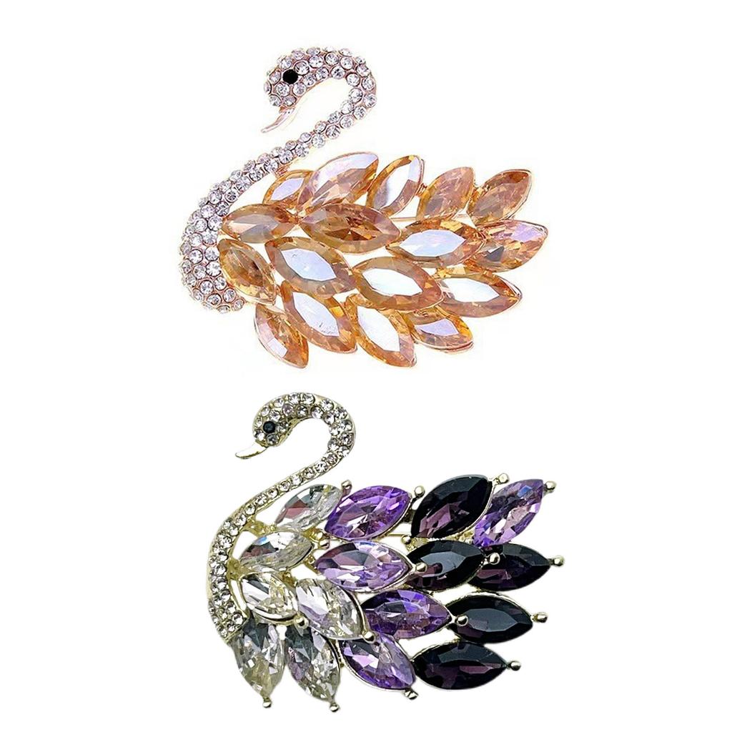 Elegant Swan Brooch for Fashionable Women Sparkling Rhinestones Animal Shape Pin Elegant Jewelry Clothing Accessory