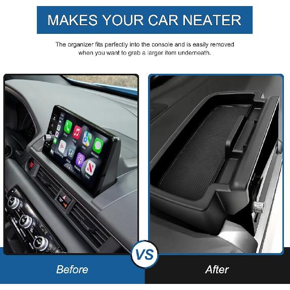 Center Console Dash Storage Box for Honda Pilot 2023 2024 2025 Accessories, ABS Car Navigation Screen Rear Organizer Tray Storage Box Black