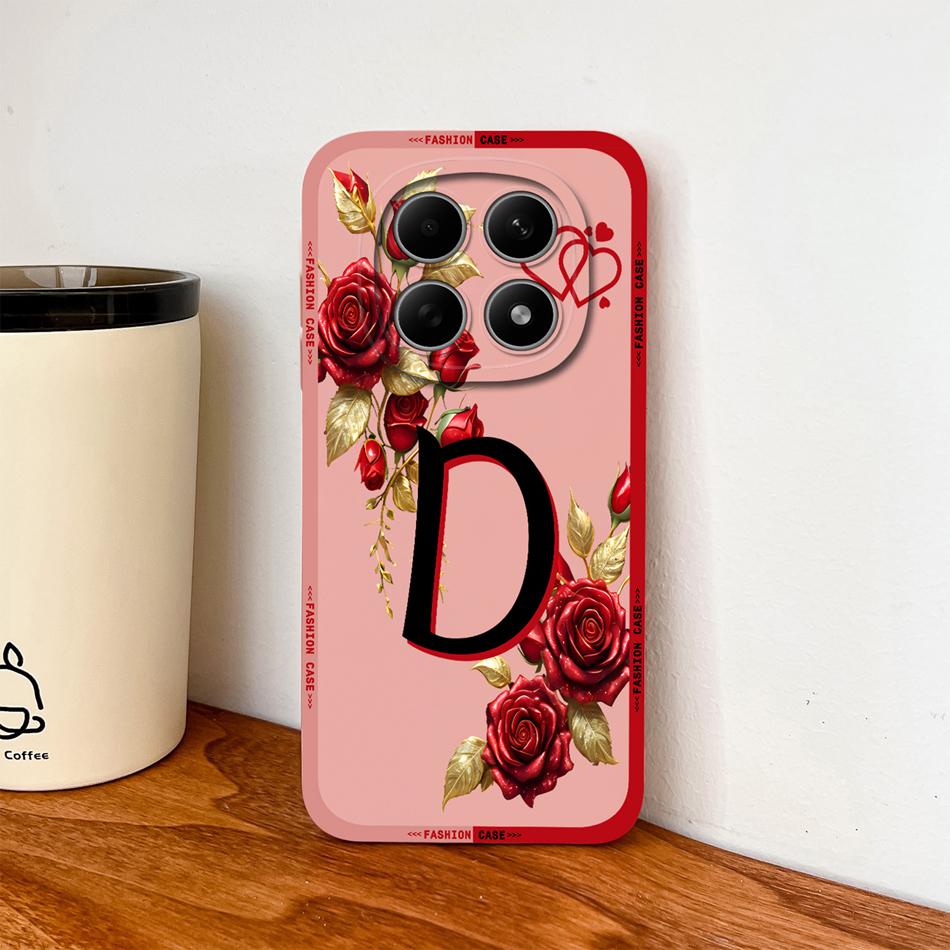 Case For Poco M8 Pro / Poco M5 M5S Fashion Rose Letters Soft Liquid Silicone Phone Shell For Poco M 8 M 5 Lightweight Funda