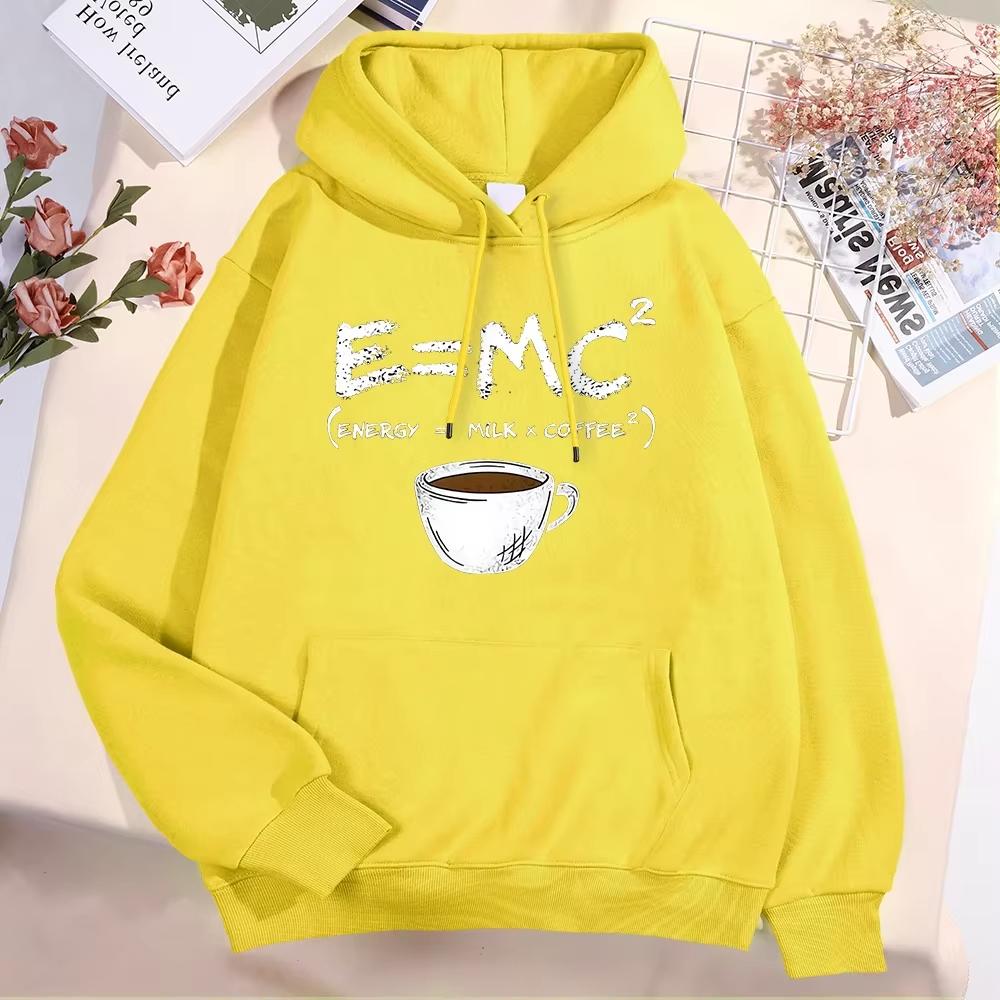 Latte Caffè Energia Formula Divertente Felpa con Cappuccio Uomo Donna Carino Abbigliamento Fitness Modello Felpa Larga Autunno Pullover Felpe per Coppie