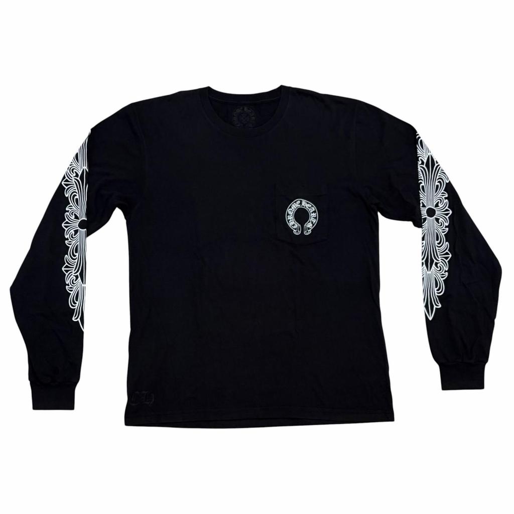 CHROME HEARTS Back Horseshroom RN#97729 T-Shirt Black Men's Size L