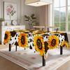 Sunflower Cow Print Rectangle Table Cloth for Table Decor Kitchen Dining Waterproof Reusable Tablecloth for Tables Outdoor Patio