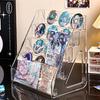 1pc stepped acrylic badge display rack, transparent desktop storage rack suitable for anime bars cards jewelry accessories