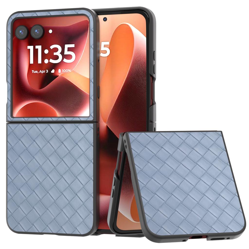 For Motorola Razr 60 Ultra 5G Case Woven Texture PU Leather Coated PC Mobile Phone Cover