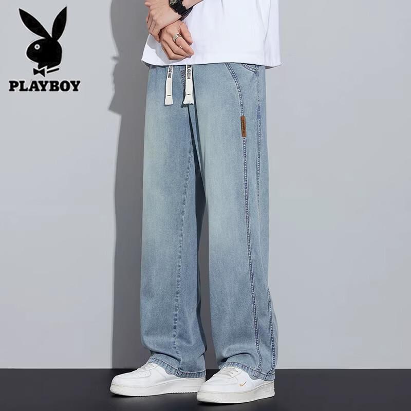 Playboy Men's Summer Loose Tencel Straight Leg Jeans