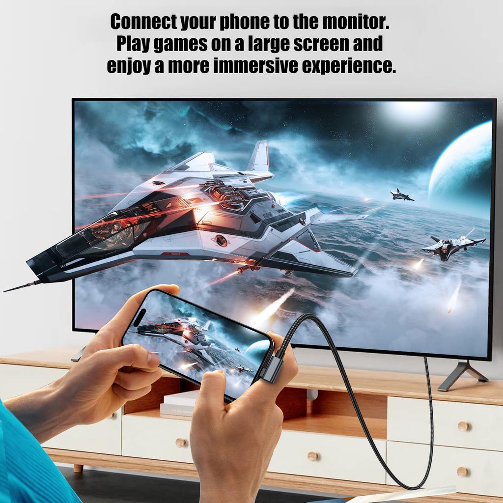 Flexible Right Angled Type C HDTV Female Cord 0.2M 30Hz Signal Transfer Braided Shielded Cable for Space Saving Setups