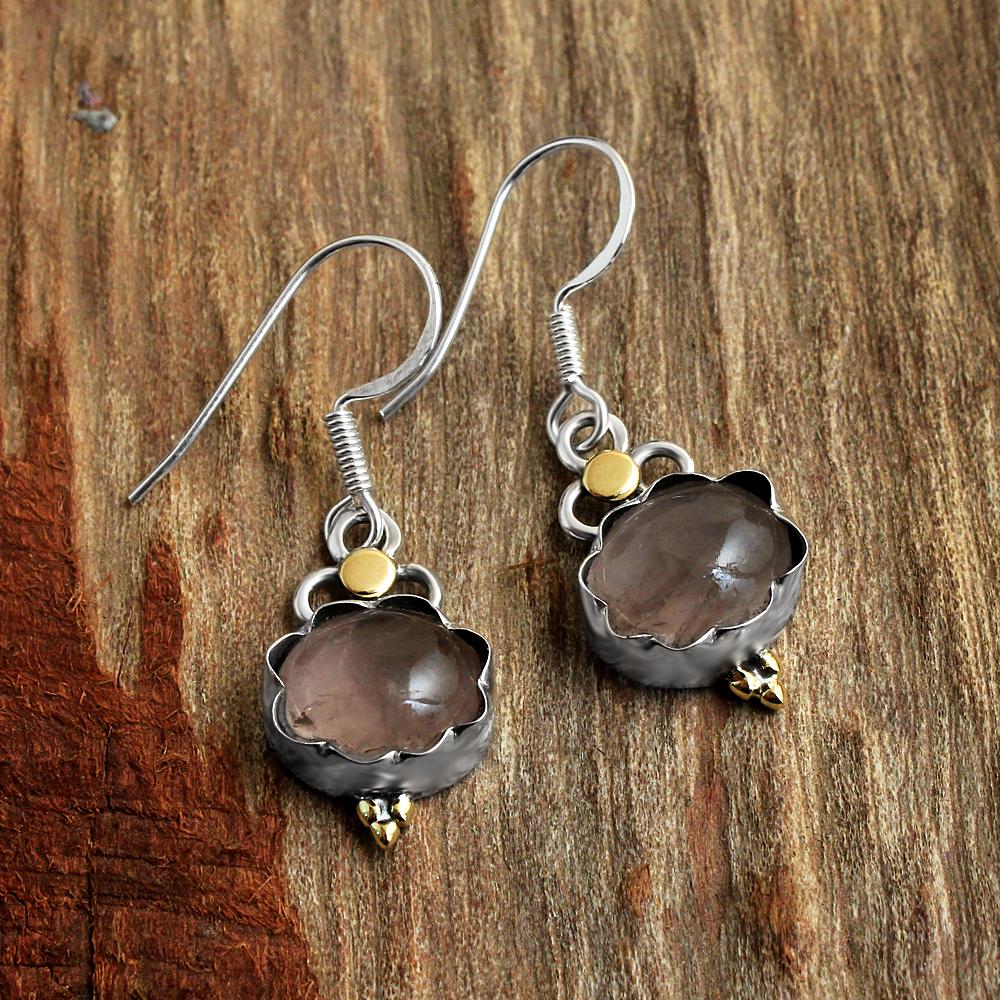 Cercei pentru femei cu piatră prețioasă de cuarț trandafir Bijuterii realizate manual din argint 925 pur